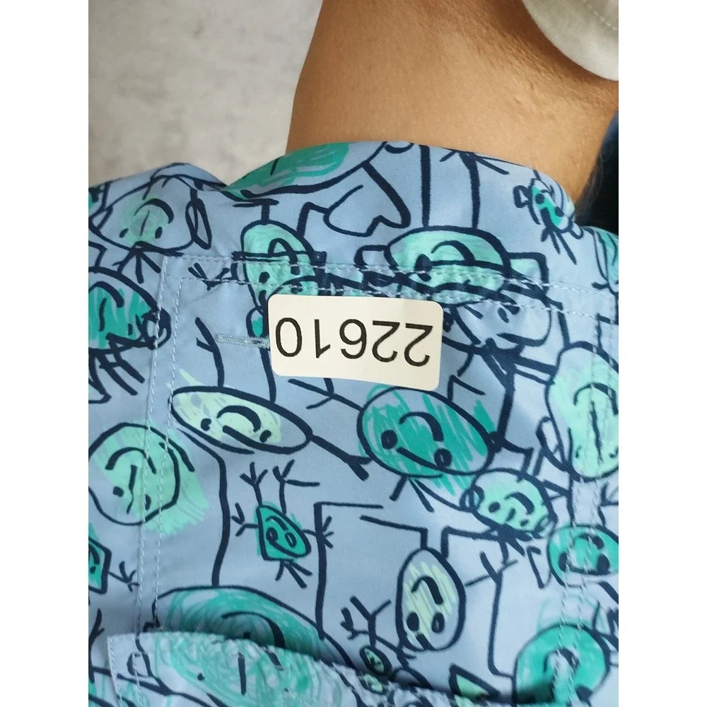 Vilebrequin Board Shorts Mens Large Smiley Face Print Graphic Lined Drawstring L